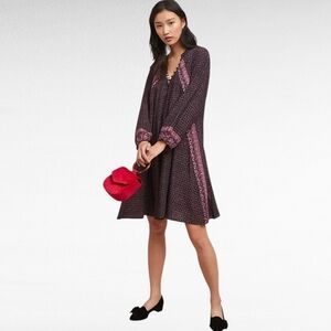 Anthropologie NAT Natalie Martin Duchess Geometric Peasant Dress Size Small